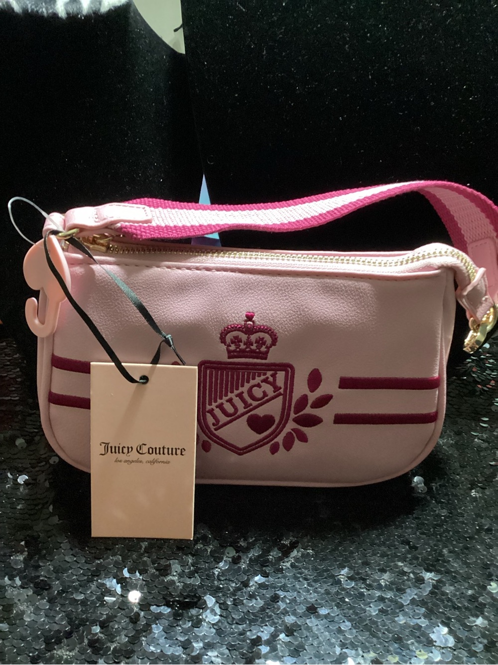Juicy Couture Light Pink Mini Shoulder Bag with Dark Pink Logo